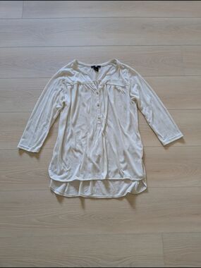 H&M Cream Button-Front Henley Tunic